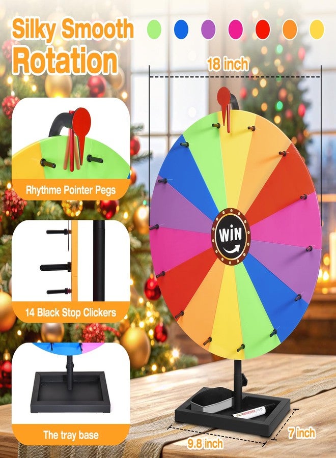 AugFir 18-inch Tabletop Prize Wheel, Prize Wheel Spinner with Stand & Storage Base, Featuring a Prize Wheel with 14 Customizable Color Sections. Suitable for Party Games, Family Games (Original) - Image 3